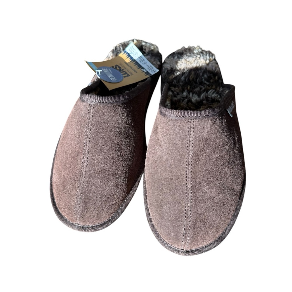 MUK LUKS MEN’S CHOCOLATE SLIPPERS SIZE 11 FAUX FUR LINING NEW WITH TAGS - Picture 7 of 9